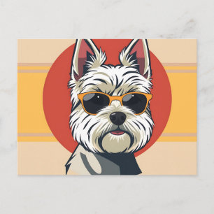 Carte Postale Portrait de chien maltais moderne de milieu de siè