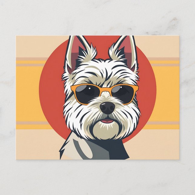 Carte Postale Portrait de chien maltais moderne de milieu de siè (Devant)