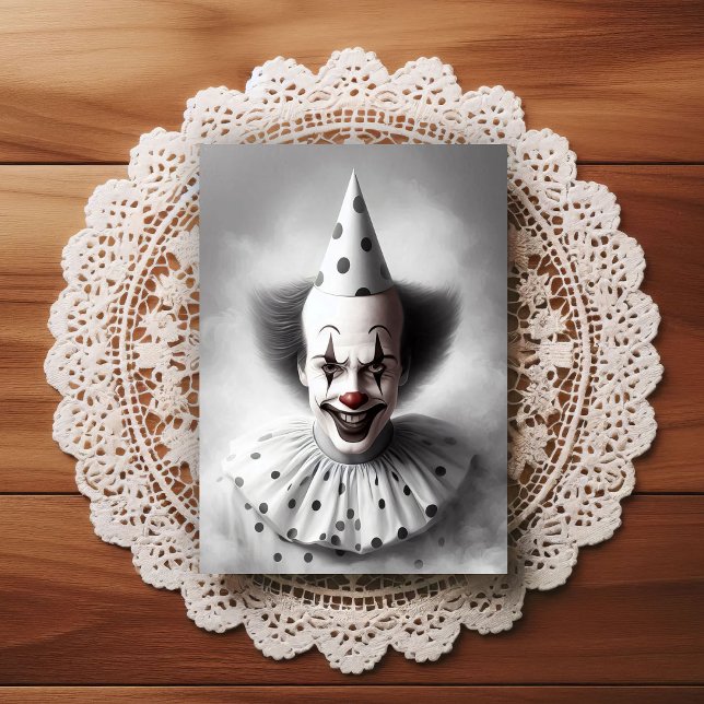 Carte Postale Portrait de clown effrayant moderne  (Créateur téléchargé)