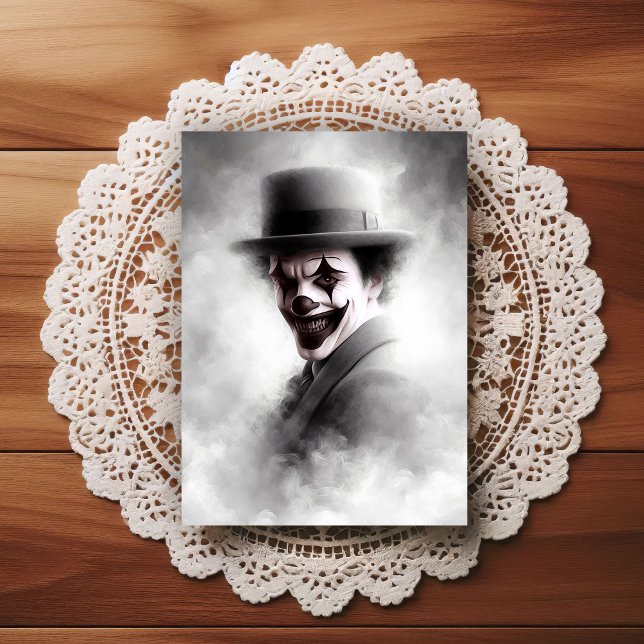 Carte Postale Portrait de clown rétro avec chapeau (Créateur téléchargé)