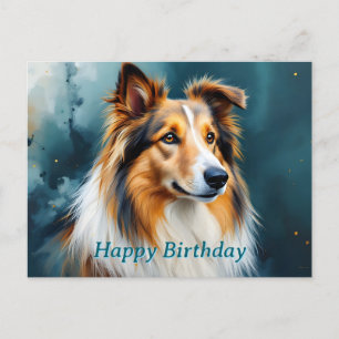 Carte Postale Portrait de Collie Joyeux Anniversaire