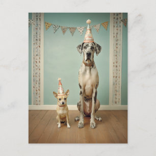 Carte Postale Portrait de duo pour l'anniversaire d'un chien