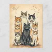 Portrait de famille de chats d'inspiration vintage