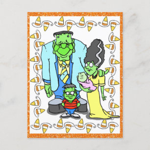 Carte Postale Portrait de famille du monstre de la fête d'Hallow