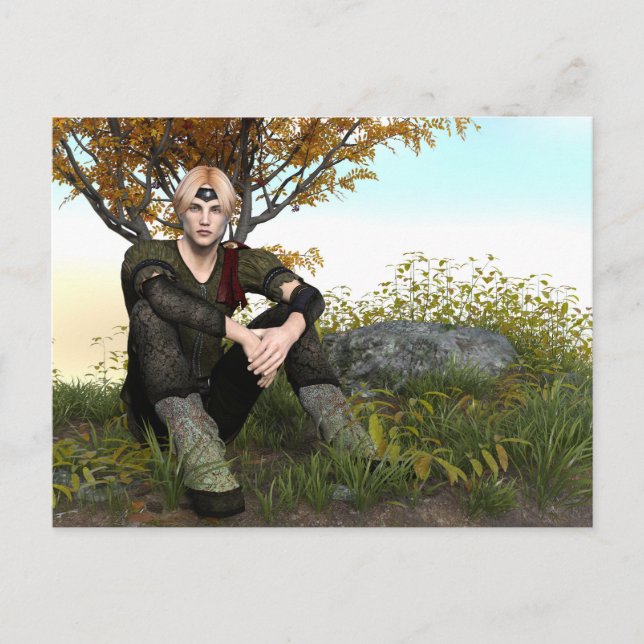 Carte Postale Portrait de fantasy du prince de la forêt médiéval (Devant)