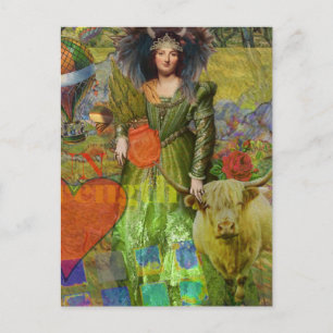 Carte Postale Portrait de femme classique vintage Taureau Art go