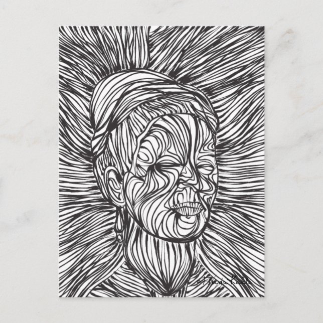 Carte Postale Portrait de Frida Kahlo Lines (Devant)