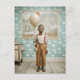 Carte Postale Portrait de garçon vintage avec ballon