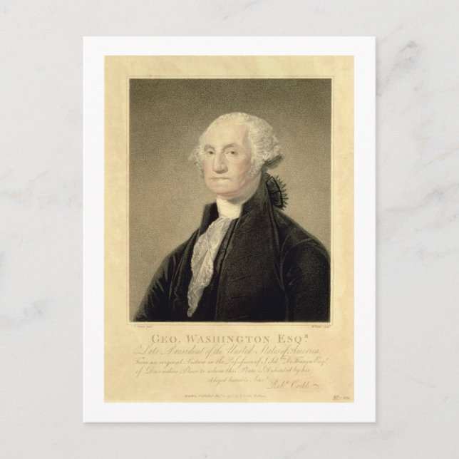 Carte Postale Portrait de George Washington, gravé par William (Devant)