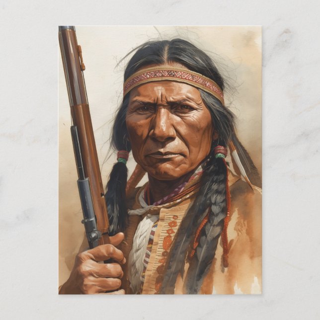 Carte Postale Portrait de Geronimo, chef de guerre indien (Devant)