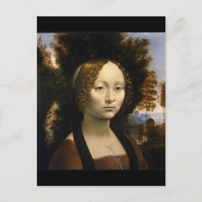 Carte Postale Portrait de Ginevra de Benci par Leonardo da Vinci (Devant)