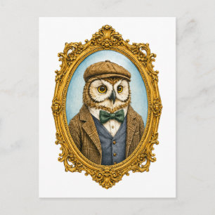 Carte Postale Portrait de hibou hipster