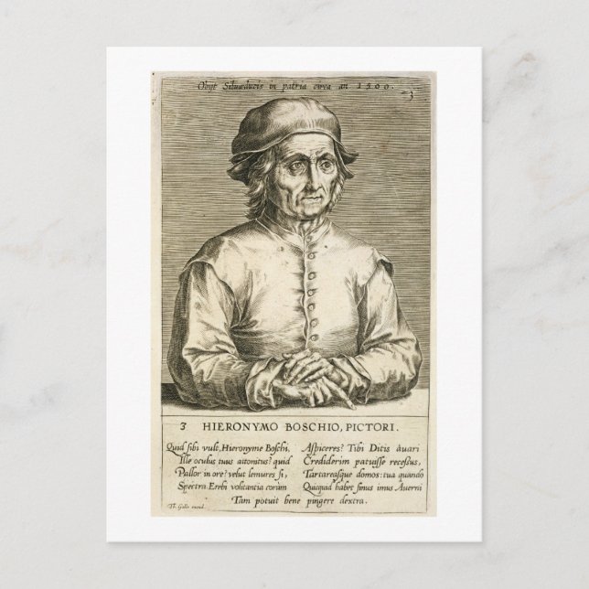 Carte Postale Portrait de Hieronymus Bosch (c.1450-1516) plaque  (Devant)