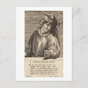 Carte Postale Portrait de Jan van Eyck (c.1390-1441) plaque 2 po