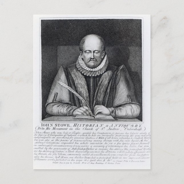 Carte Postale Portrait de John Stowe de son monument (Devant)
