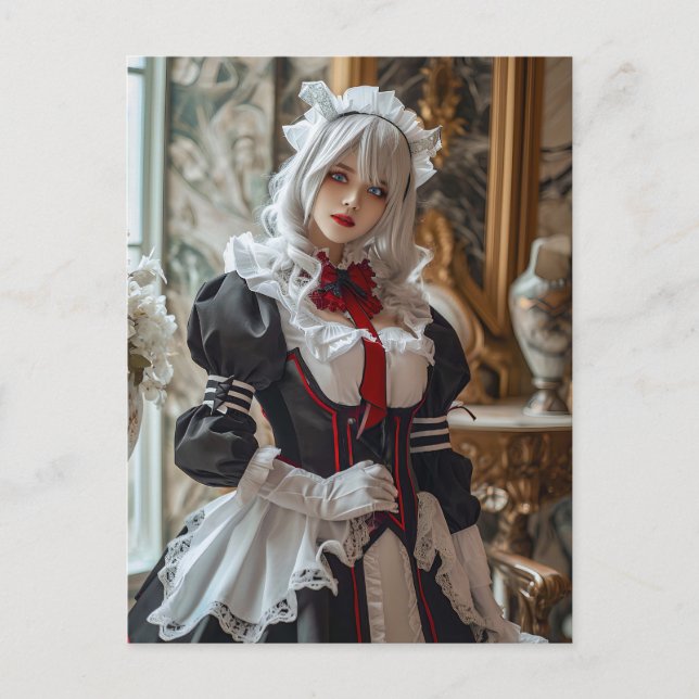 Carte Postale Portrait de la servante de Kawaii Gothique Cosplay (Devant)