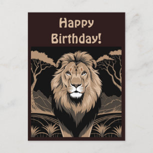 Carte Postale Portrait de lion vintage