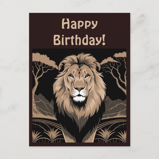 Carte Postale Portrait de lion vintage (Devant)
