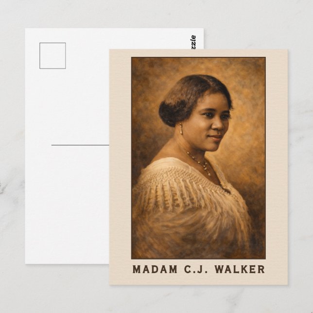 Carte Postale Portrait de Madame C.J. Walker (Devant / Derrière)