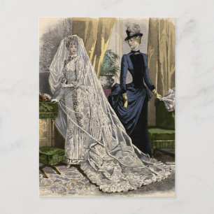 Carte Postale Portrait de mariage vintage, Mariée victorienne