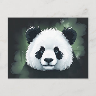 Carte Postale Portrait de panda dans une atmosphère sereine et b