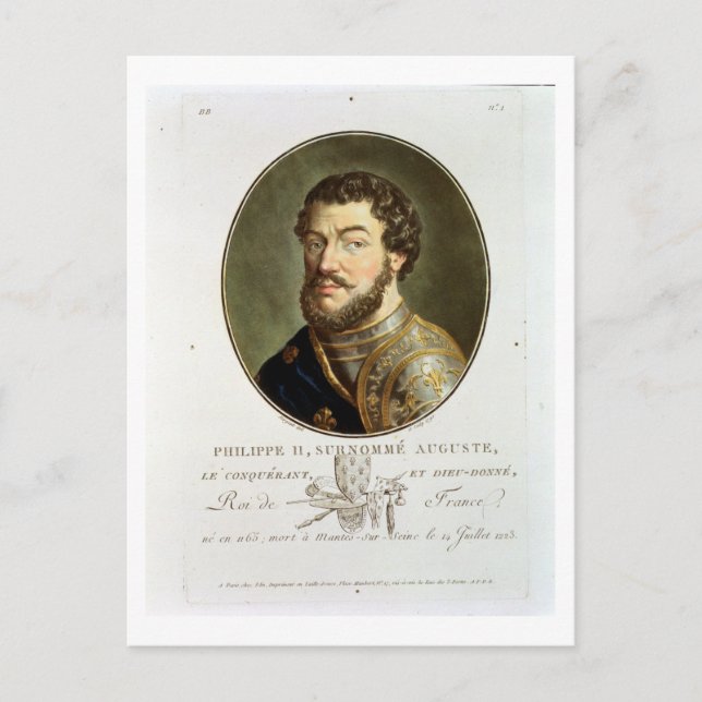 Carte Postale Portrait de Philippe II, appelé Auguste, roi du Pè (Devant)
