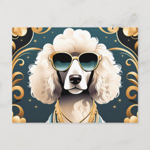 Carte Postale Portrait De Poodle Avec Lunettes De Soleil