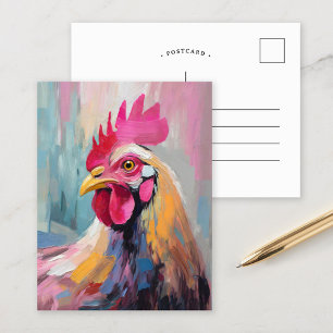 Carte Postale Portrait de poulet Art Abstrait moderne