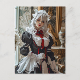Carte Postale Portrait de servante en cosplay gothique kawaii