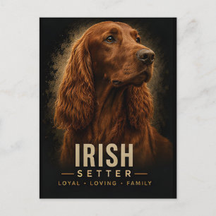 Carte Postale Portrait de Setter Irlandais Chien de Famille Loya