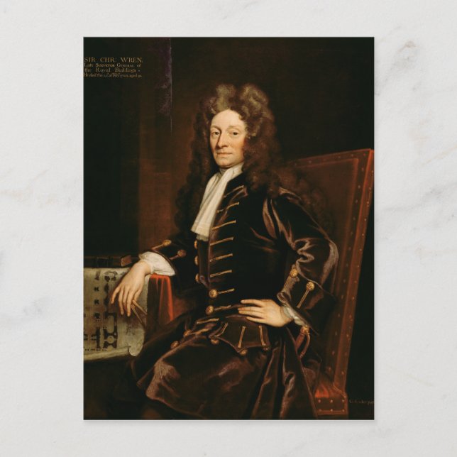 Carte Postale Portrait de Sir Christopher Wren 1711 (Devant)