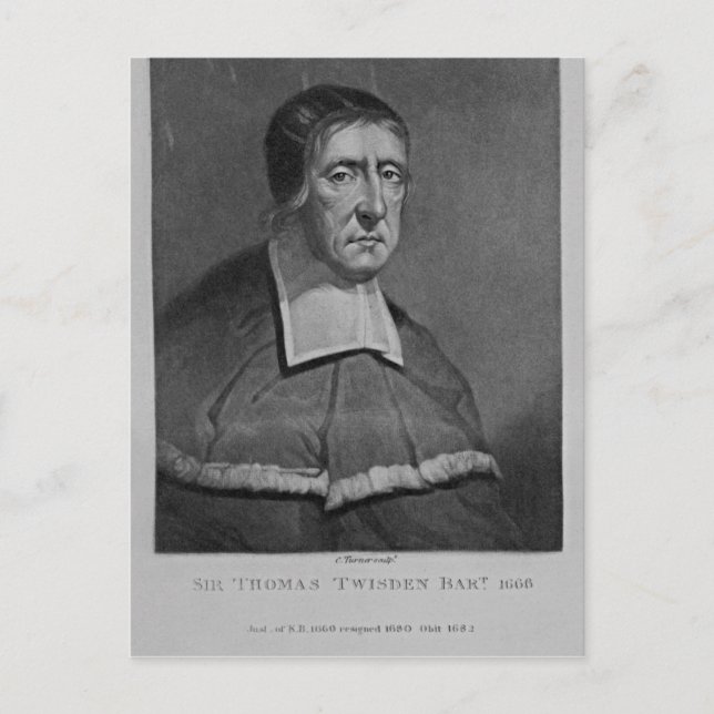 Carte Postale Portrait de Sir Thomas Twisden (Devant)