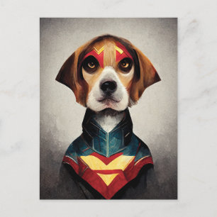 Carte Postale Portrait de Superhero Dog