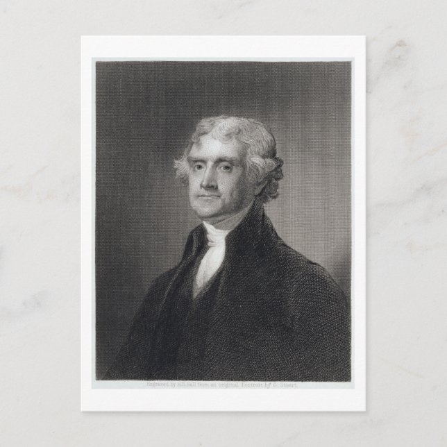 Carte Postale Portrait de Thomas Jefferson, gravé par Henry Br (Devant)