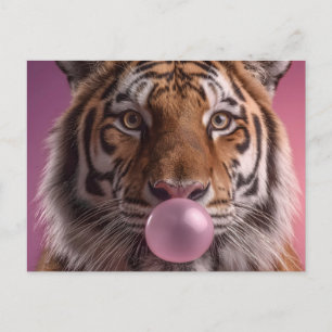 Carte Postale Portrait de tigre du Bengale soufflant du bubble-g