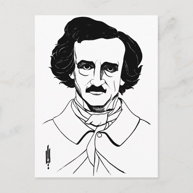 Carte Postale Portrait d'Edgar Allan Poe (Devant)