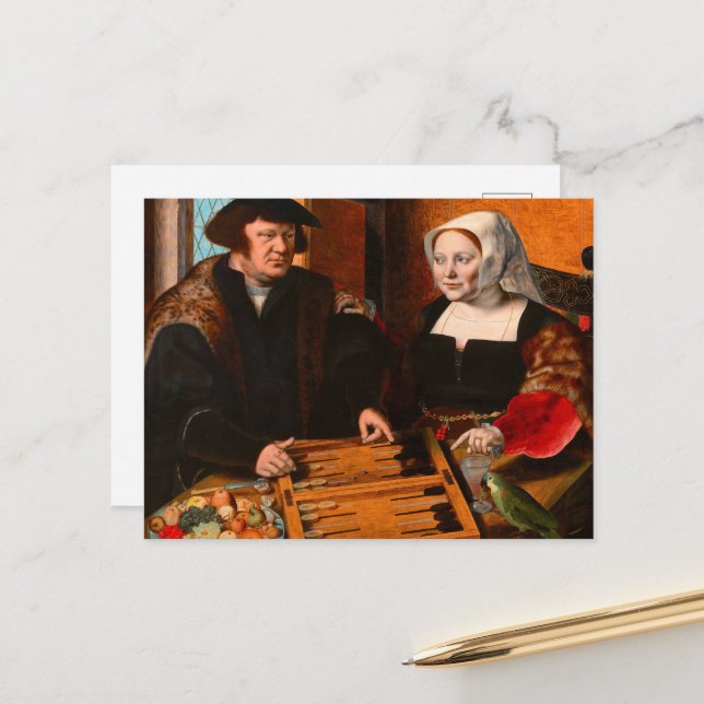 Carte Postale Portrait double d'un mari et d'une femme (Devant/Arrière en situation)