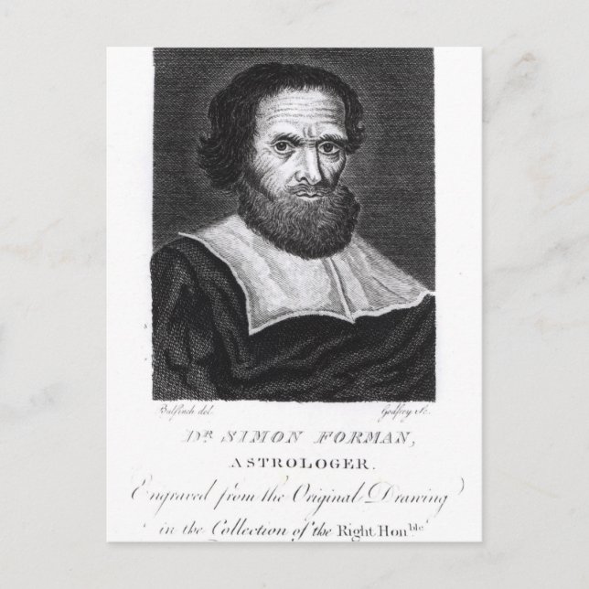 Carte Postale Portrait Dr Simon Forman gravé par Godfrey (Devant)