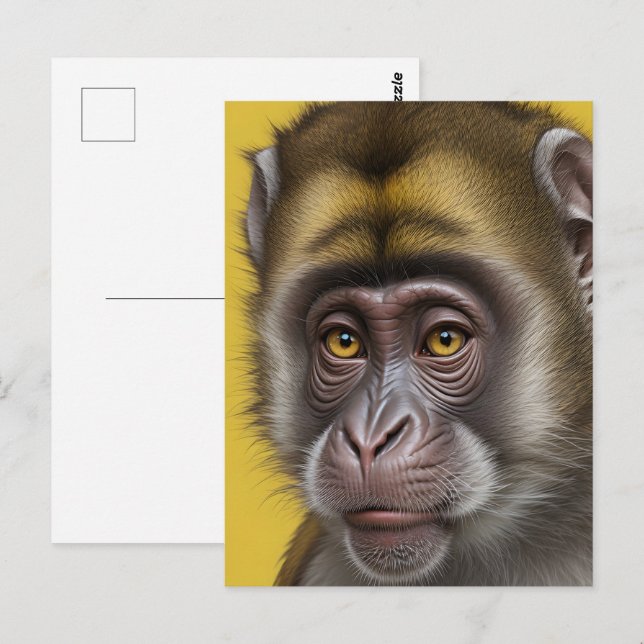 Carte Postale Portrait drôle de singe (Devant / Derrière)