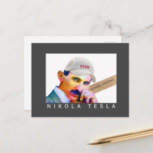 Carte Postale Portrait drôle de Tesla