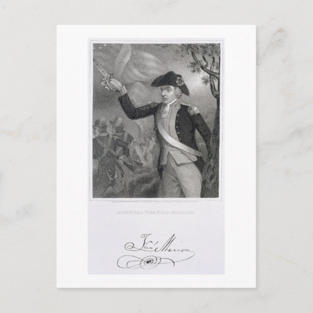 Carte Postale Portrait du général Francis Marion à la bataille d (Devant)