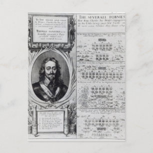 Carte Postale Portrait du roi Charles I avec des diagrammes