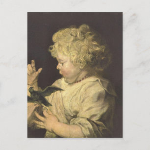 Carte Postale Portrait d'un enfant avec oiseau par Antoon van Dy