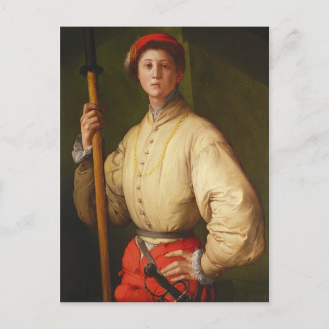 Carte Postale Portrait d'un Halberdier par Pontormo (Devant)