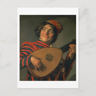Carte Postale Portrait d'un Jester avec une Lute (huile sur toil