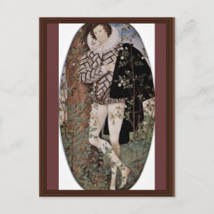 Carte Postale Portrait D'Un Jeune Homme À Oval Rose Par Nichola