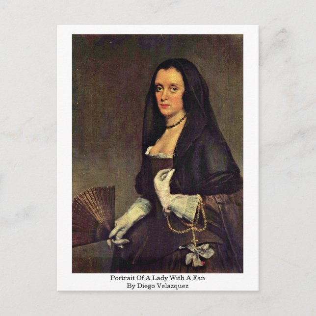 Carte Postale Portrait D'Une Dame Avec Un Ventilateur De Diego V (Devant)