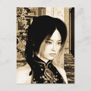Carte Postale Portrait d'une femme asiatique vintage