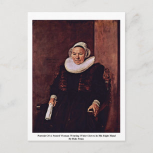 Carte Postale Portrait D'Une Femme Assis Portant Des Gants Blanc