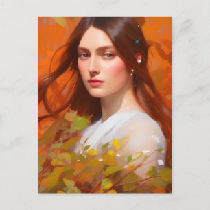 Carte Postale Portrait d'une femme en automne